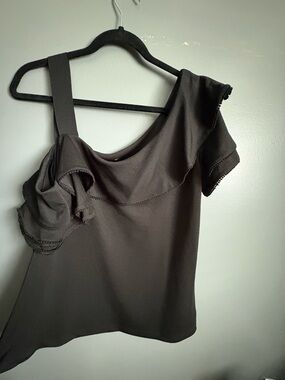 Banana Republic Black One-Shoulder Ruffle Tank